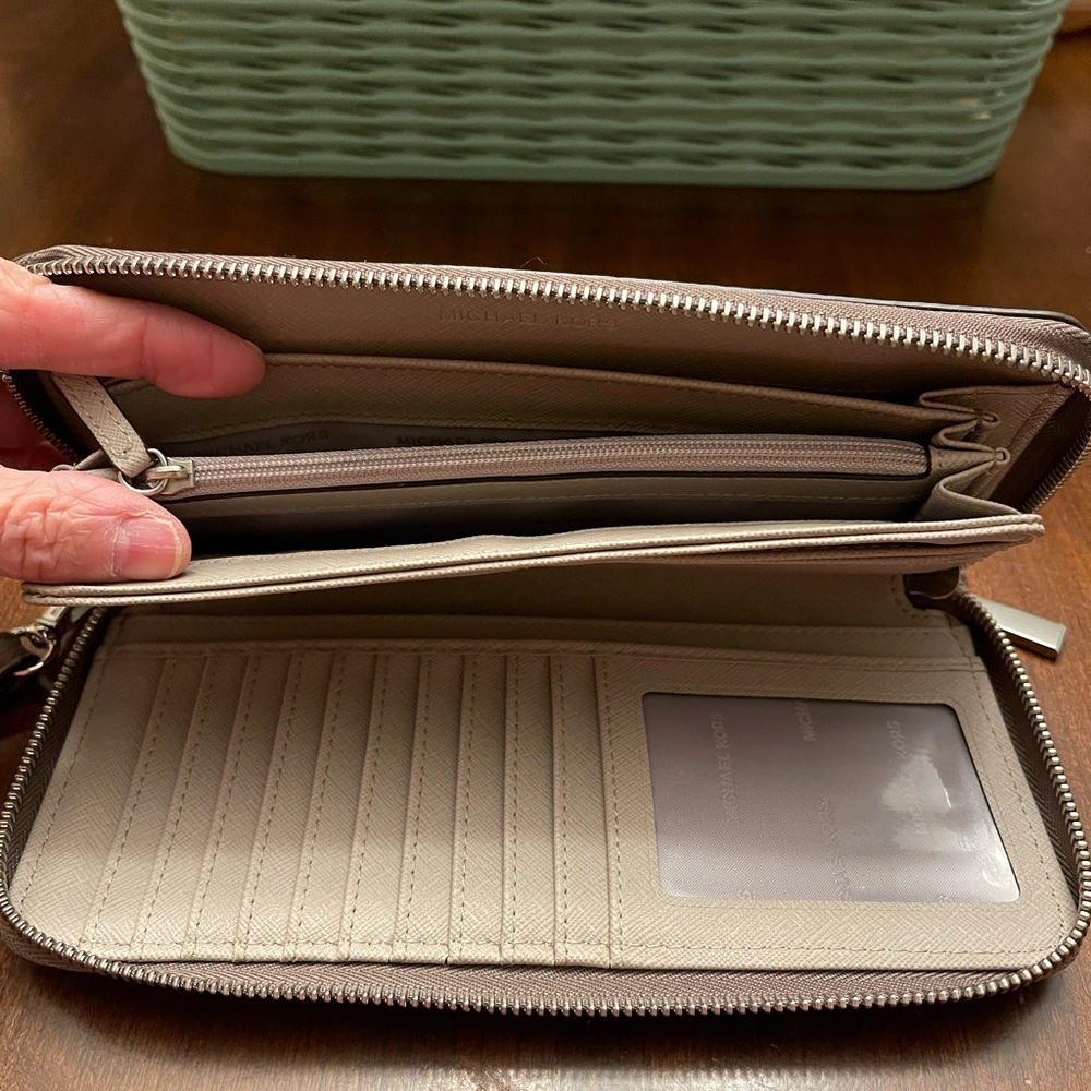 Michael Kors Taupe Leather Wristlet Wallet - Picture 8 of 10